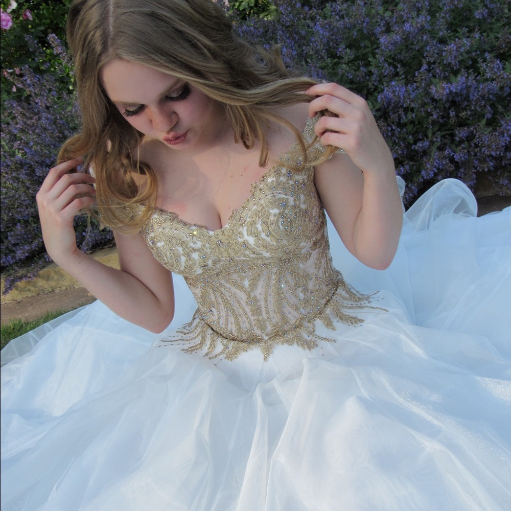 Formal dress white and gold